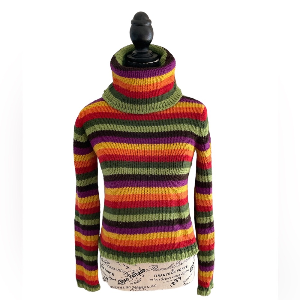 MISS SIXTY Killah Babe funky retro cowl neck rainbow sweater